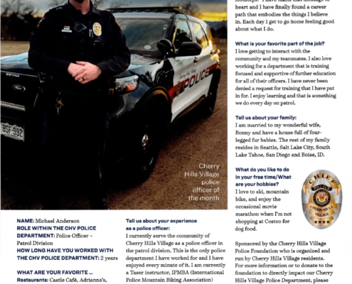 Spotlight on Michael Anderson - Cherry Hills Village Police Officer